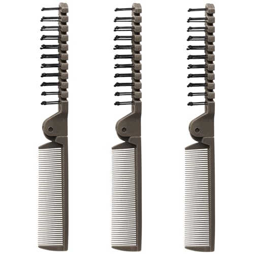 Qjaiune 3 Pack Foldable Travel Hair Brush Anti-Static Portable Pocket Comb