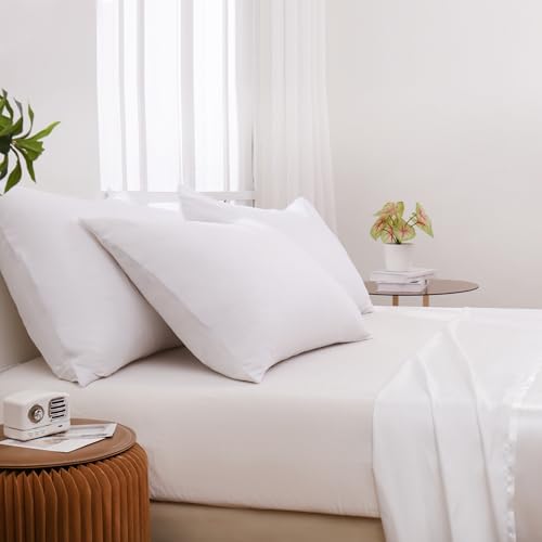 King White Pillowcases Set of 4, 20x36 Brushed Microfiber with Envelope Closure