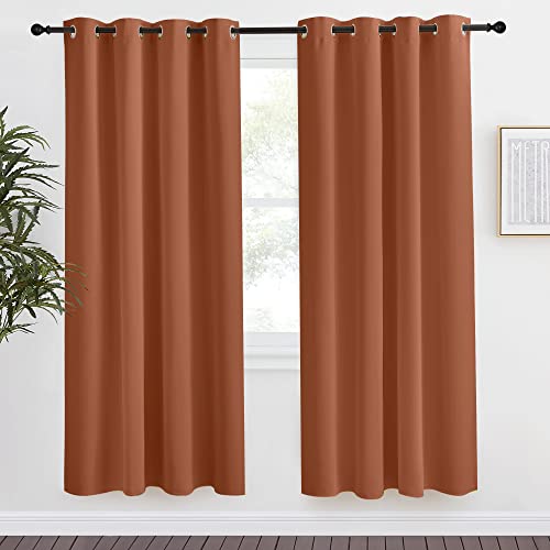 NICETOWN Blackout Curtain Panel, Burnt Orange, 55x78, Room Darkening