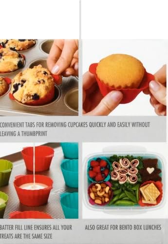 OXO Good Grips Silicone Baking Cups - Reusable, BPA-Free, Non-Stick | Pack of 12 Cupcake & Muffin Liners