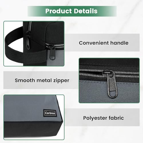 Carbrea Travel Toiletry Bag, Heavy-Duty Small Black Travel Pouch