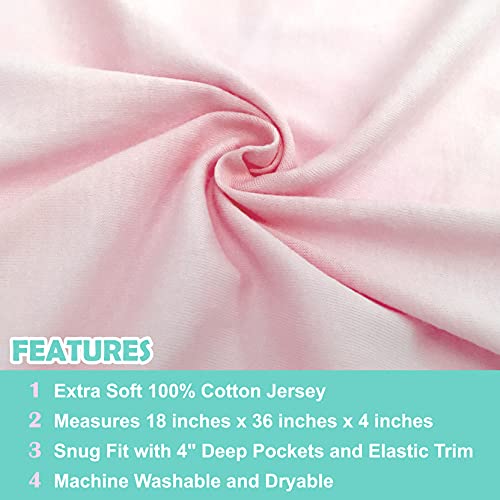 100% Natural Cotton Fitted Cradle/Bassinet Sheet - Baby Pink, 36" x 18"