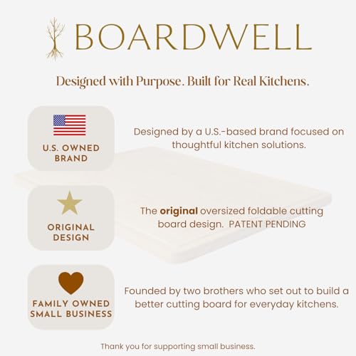 BOARDWELL Extra Large Foldable Stovetop Cover Cutting Board – Double-Sided 29" x 21" Collapsible Charcuterie Noodle Board – XL Prep Deck & Sink Cover for more Counter Space