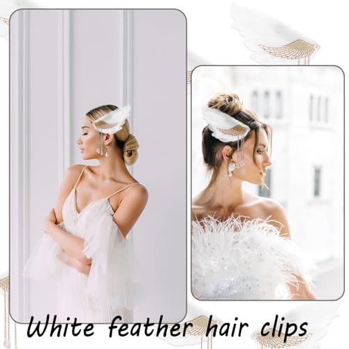 Feather Angel Wings Hair Clips Rhinestone Tassel Hairpins 2 Pcs