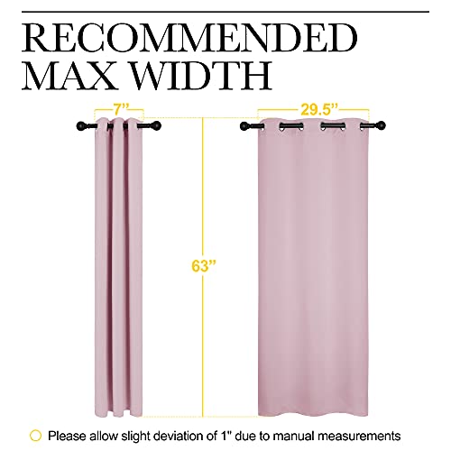 NICETOWN Baby Pink Blackout Curtains 34" x 63" - 2 Panels
