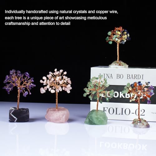 Rose Quartz Healing Crystal Tree - Natural Reiki Life Stone Decor for Feng Shui, Meditation & Home Office