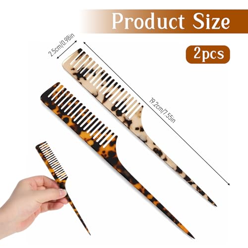 Rat Tail Combs 2-Piece Acetate Hair Parting and Styling Comb Set