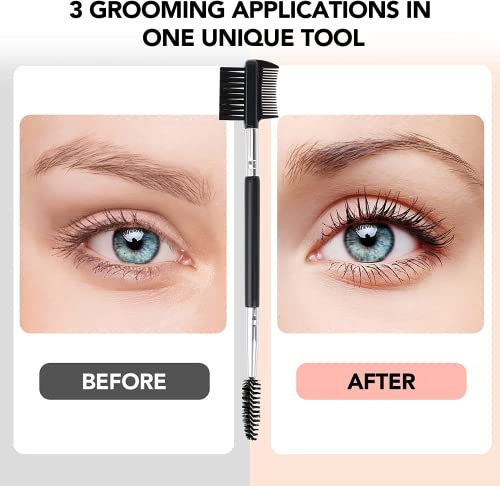 MUIIGOOD 3-in-1 Eyebrow Brush and Eyelash Comb Grooming Tool - 2 Pack