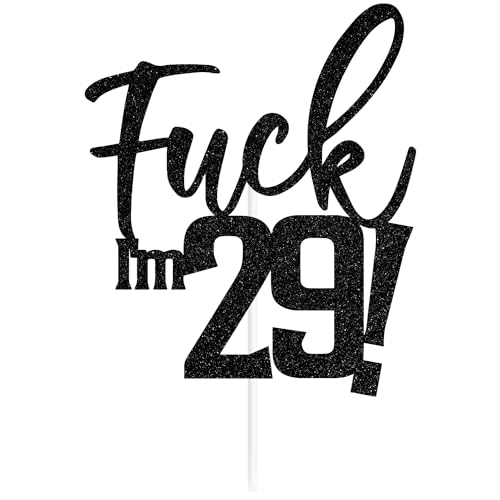 Black Glitter 29th Birthday Cake Topper Funny Party Decoration