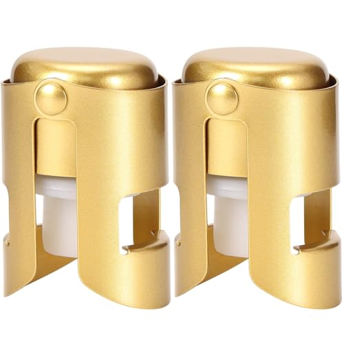 Gold Champagne Stoppers - Stainless Steel Sparkling Wine Sealer, 2 Pack