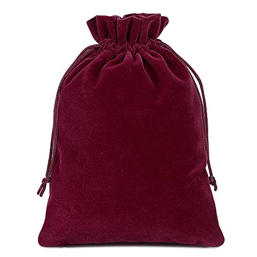 Wine Red 5x7 Inch Velvet Drawstring Gift Bags - Pack of 100 for Wedding & Party Favors