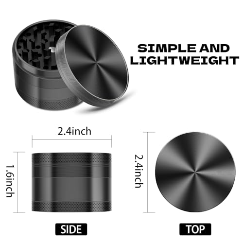 2.5-Inch 4-Layer Herb and Spice Grinder with Pollen Catcher - Black