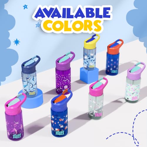 YOLAY Mermaid Kids Water Bottle with Straw - 15 oz Durable Design
