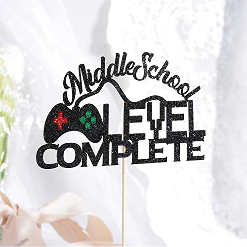 Black Glitter Middle School Graduation Cake Topper - Class of 2026