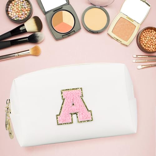 Gosuoa Personalized Letter Monogram Waterproof PU Leather Makeup Bag
