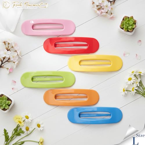 RC Roche Ornament Flat Claw Clips for Thick Hair, 6 Pack Large Rainbow