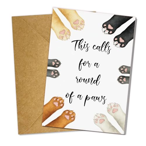 Graduation Cat Lover Card - Round of Paws Congrats with Envelope