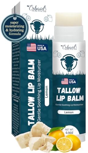 Grass-Fed Beef Tallow Lip Balm with Beeswax & Lemon - Hydrating Chapstick