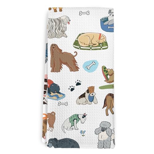 Funny Dog Kitchen Towels - 16x24 Inch Decorative Hand Towels for Dog Lovers