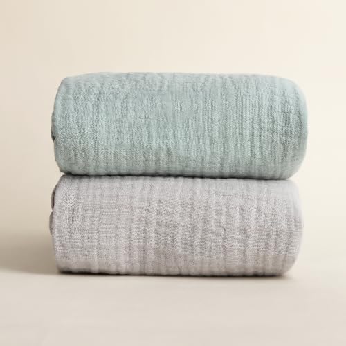 Muslin Baby Swaddle Blankets 2 Pack - 100% Cotton, Large 40x40 Inches, Breathable & Soft for Newborns, Unisex Baby Gift
