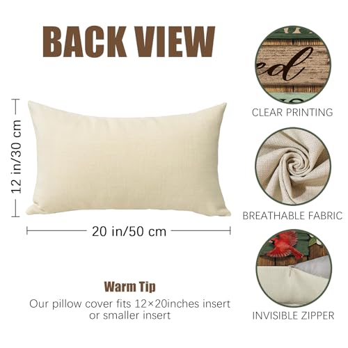 Cardinal Lumbar Pillow Cover | 12x20 Decorative Cushion, Farmhouse Style