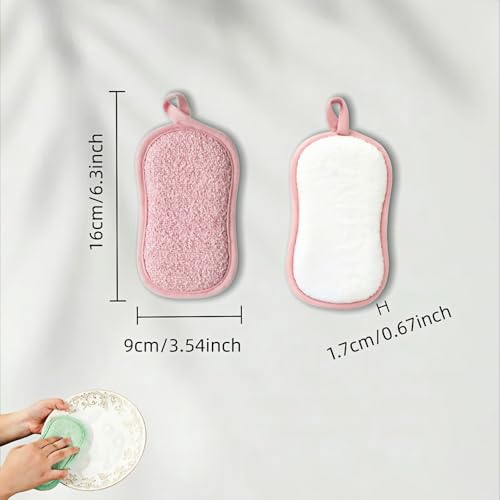 Heavy Duty Reusable Microfiber Kitchen Sponge Double-Sided Cleaning Pad