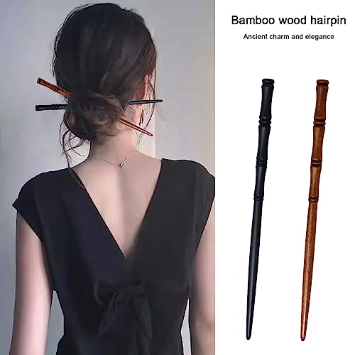Honbay 6PCS Retro Wooden Hair Sticks - Bamboo Shape Hair Chopsticks