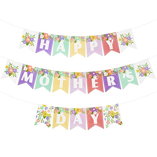 Happy Mother's Day Banner - Floral Garland Decoration for Parties