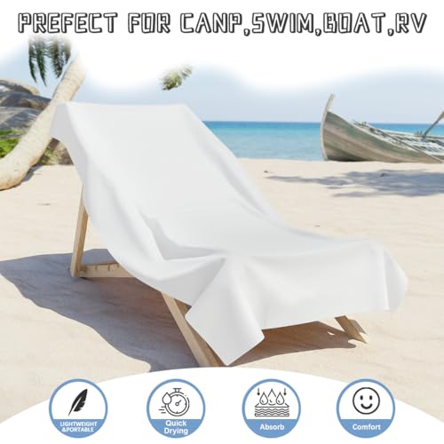 Solid White Custom Beach Towel 30x60 Inch with Photos & Text - Personalized Gift