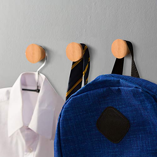 Blulu Yellow Wooden Wall Hooks - 4 Pack Coat Hat Towel Hangers