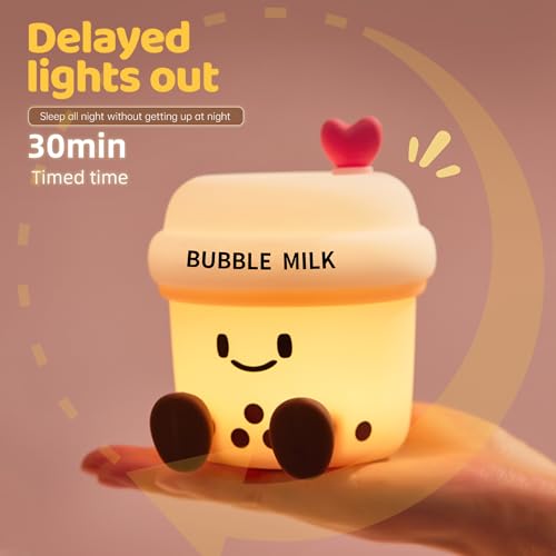 Bubble Milk Cup Night Light - Dimmable Silicone Touch Lamp for Kids