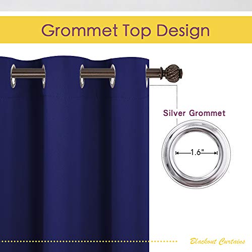 NICETOWN Royal Blue Blackout Curtains, 42"W x 40"L Grommet Panels (Set of 2)