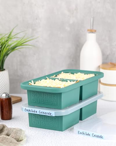 Souper Cubes 2 Cup Silicone Freezer Tray with Lid, Perfect for Storing Lasagna, Leftovers, Sauces, Portioned Meals and More, Silicone Freezer Mold for Meal Prepping - Kale - 1-Pack