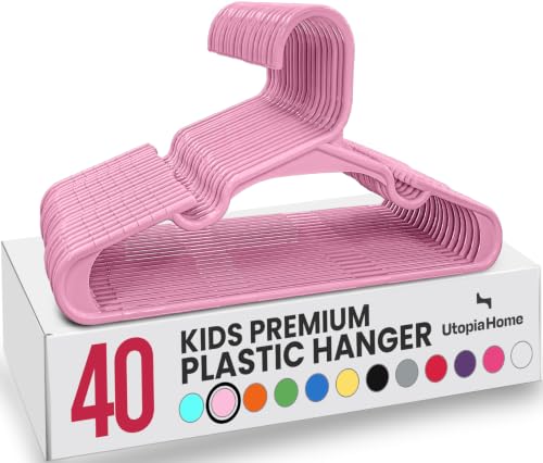 Utopia Home Baby Pink Kids Hangers - 40 Pack, 11.5 Inch Non-Slip