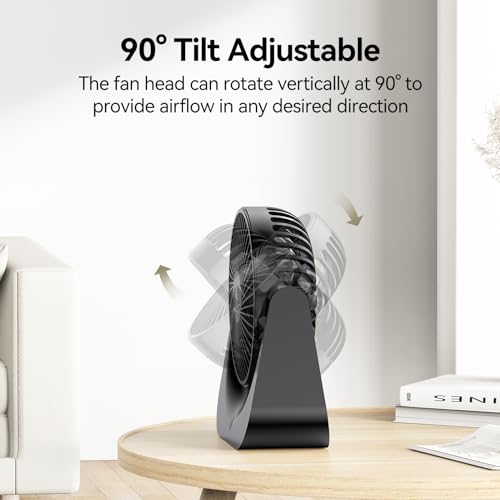 VOXON 5.5-Inch USB Desk Fan - 5 Speed Quiet Cooling, Adjustable Angle