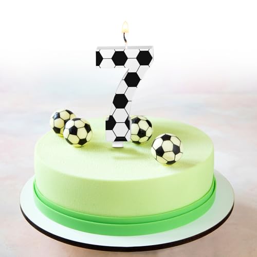 Soccer Number 7 Candle - Birthday Cake Topper for Kids & Adults