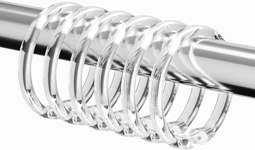 Kutesna Clear Shower Curtain Rings - 12 Pack with Snap-Close Design