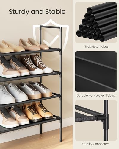 SONGMICS 4-Tier Shoe Rack, 25.5” Wide Metal Shoe Storage for Closet/Hallway