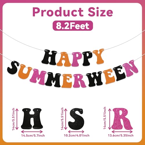 Happy Summerween Glitter Banner - Summer Halloween Party Decorations