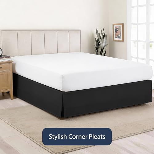 Levinsohn Tailored Bed Skirt, 14-Inch Drop, Twin Size, Black Box Pleat