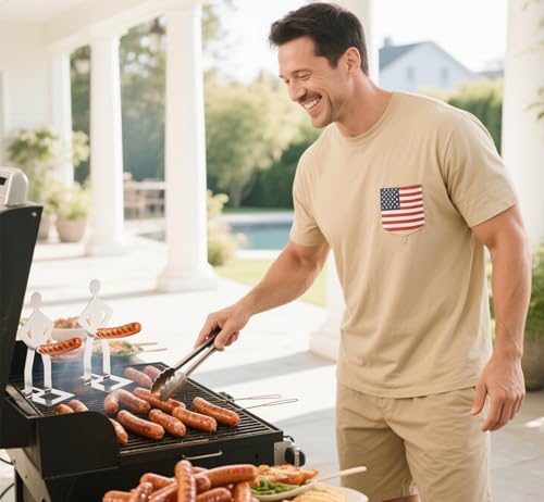 Zorythm 4-Piece Funny Hot Dog Holder and Sausage Stand - Portable Stainless Steel Grill Rack for Camping and Barbecue