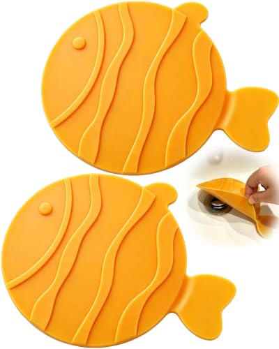 Fish Silicone Drain Stopper - 2 Pack, Suction Cup Cover for Bathtub & Sink