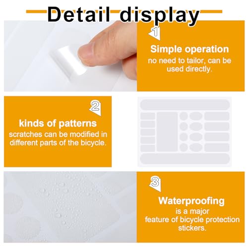 3 Pieces Bike Frame Protection Tape Chain Protective Decal Adhesive Protectors Clear Film Cover Frame Guard for Mountain Bike Chain Protective Road Bike Folding Frame Front Fork Protective