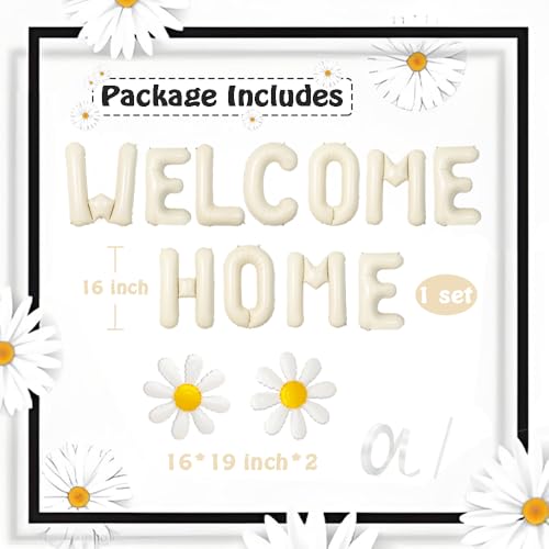 Beige Welcome Home Balloons Banner for Housewarming & Family Reunions