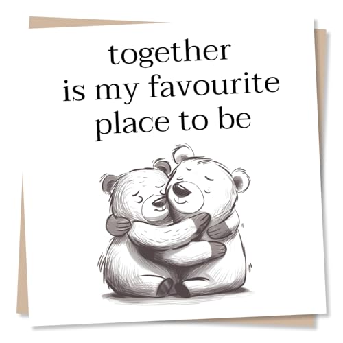 Cute Hugging Bears Birthday Card for Partner - 135x135mm