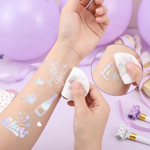 Bachelorette Temporary Tattoos - Iridescent Bridal Party Favors 100+ Pcs