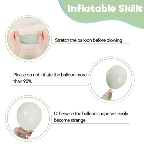 FEYG 12 Inch Retro Dusty Green & Beige Latex Balloons - 30 Pack