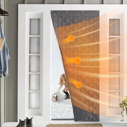 NICETOWN Grey Thermal Insulated Door Curtain, 36" x 82"