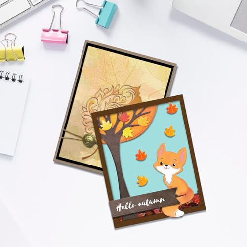 Hying Fall Fox & Leaf Cutting Dies for Card Making