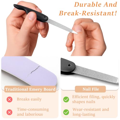 Ceemiaa Folding Metal Nail Files – 4PCS Stainless Steel Double-Sided Nail Care Tools
